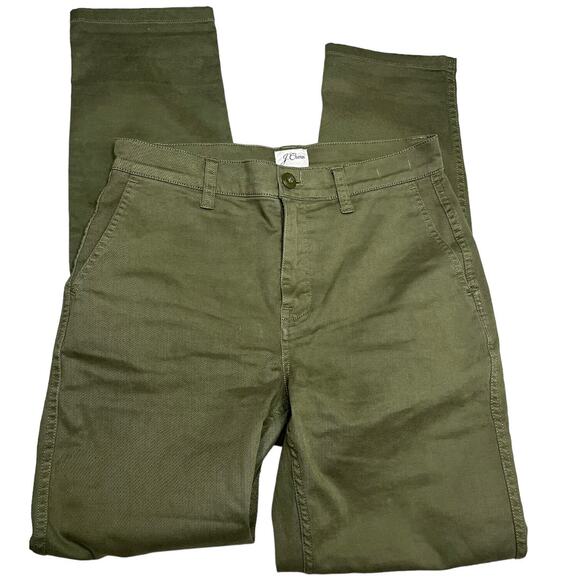 J.Crew olive green chino pants flat pockets Vintage straight 25t nwot - Picture 1 of 4